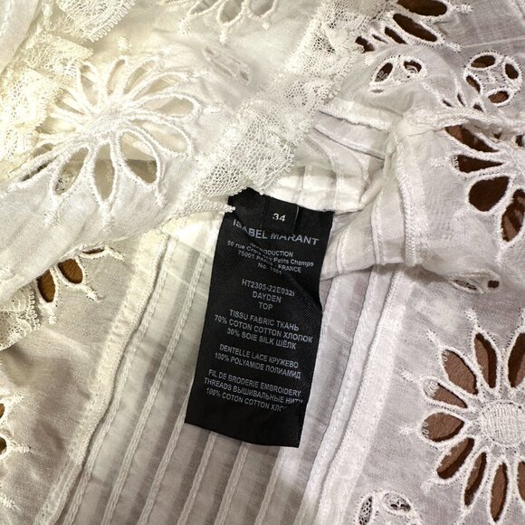 Isabel Marant Blouse & Skirt Set White Floral Eyelet size 34 - Picture 6 of 14
